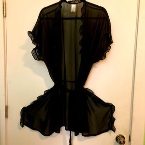 1X Sexy Sheer Black Robe